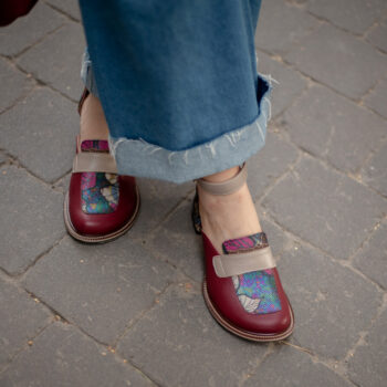 Туфельки-дорсей з анатомічною формою носка, колір бордо/мікс